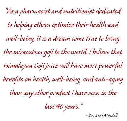 Himalayan Goji Juice Anti-Aging Benefits on Health and Well Being Dr. Earl Mindell Life Expectancy 